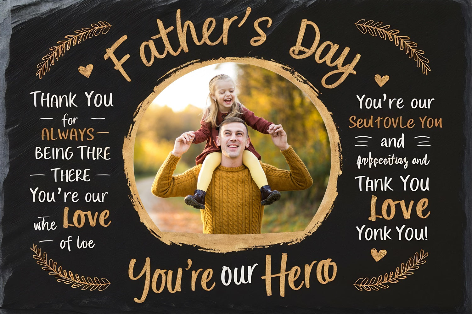 Backdrop Father's Day Golden Text Circle Frame Custom Backdrop BRP4-71