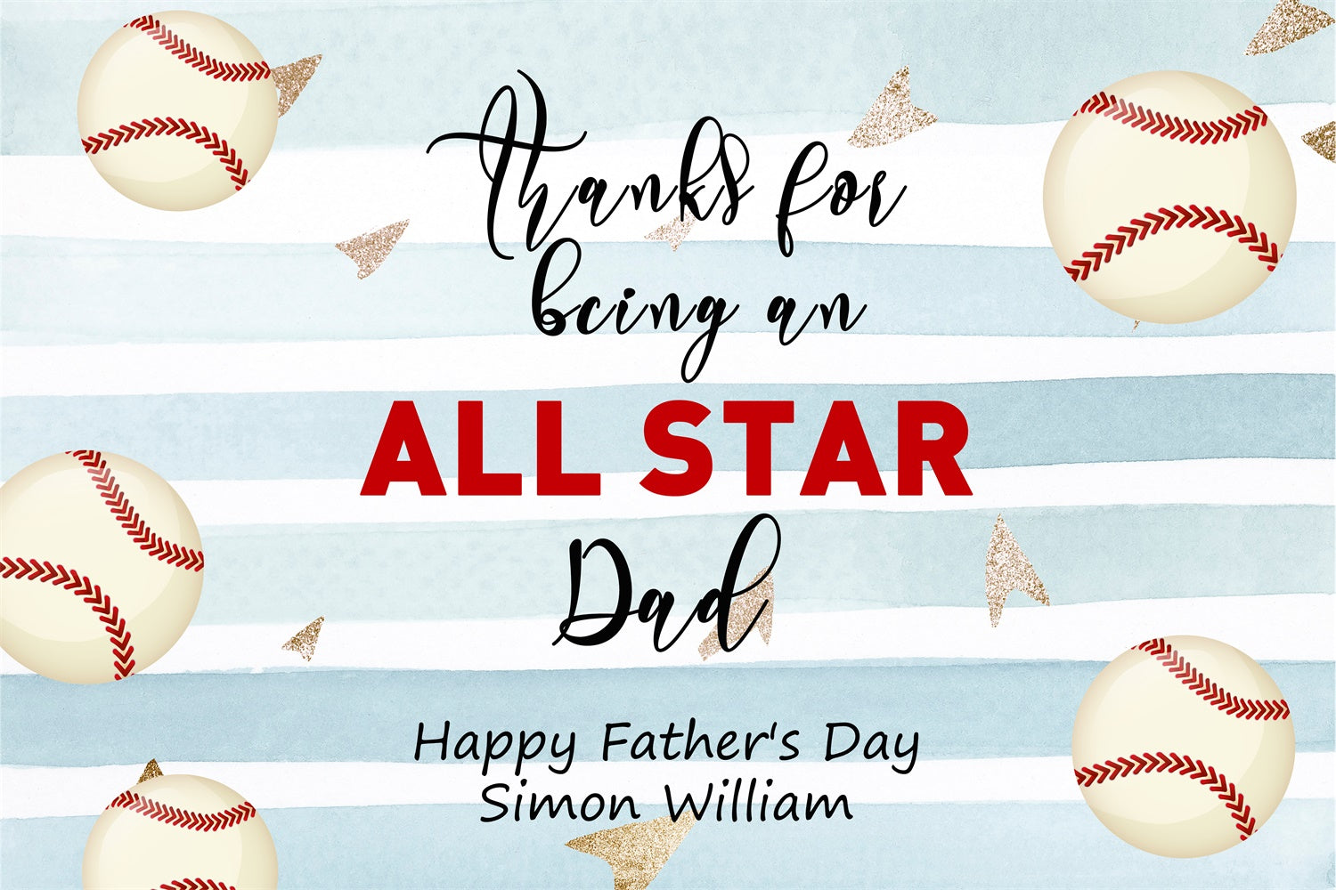 Father's Day Backdrop Classic Baseball Theme Customized Backdrop BRP4-75