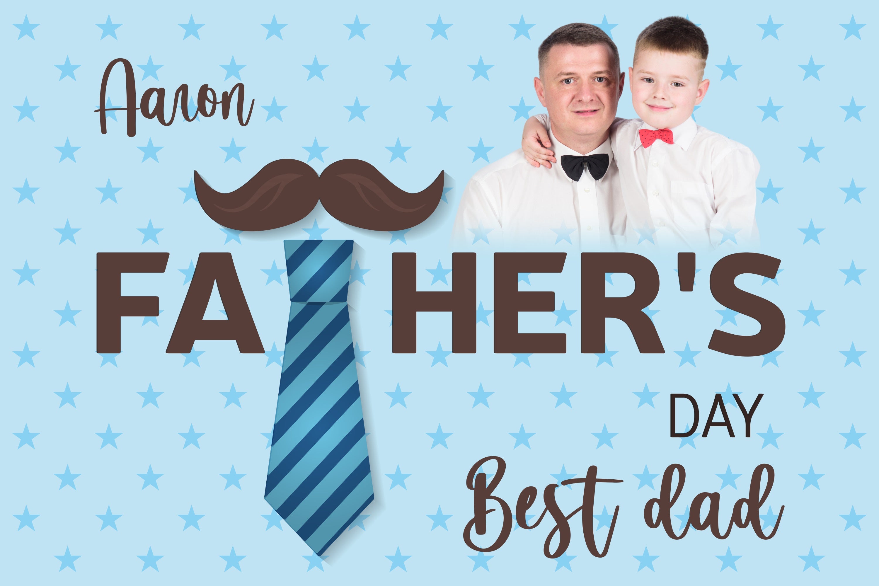 Father's Day Photo Backdrop Blue Stars Tie Personalized Backdrop BRP4-79