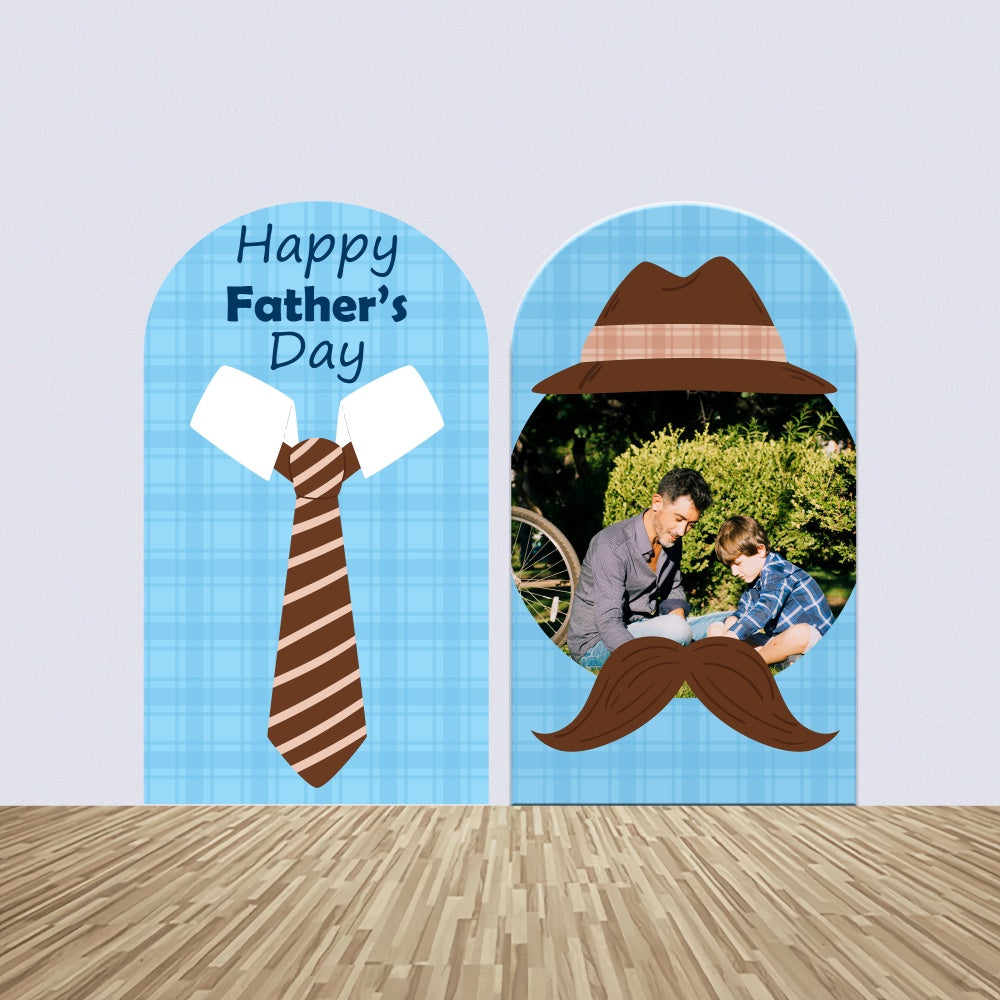 Father's Day Backdrop Blue Plaid Hat Custom Arch Backdrop Kit BRP4-80