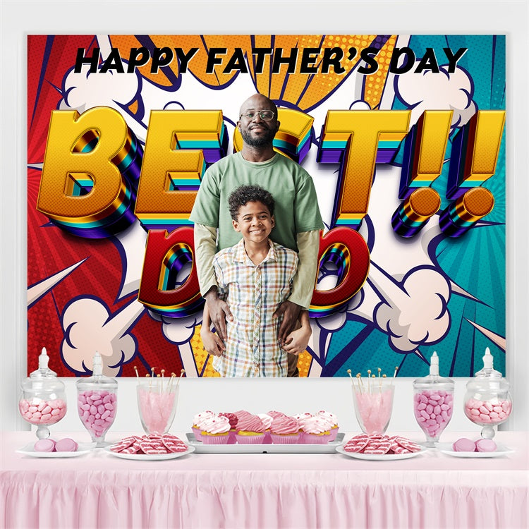 Father's Day Photo Backdrop Gold Letters Comic Custom Backdrop BRP4-84