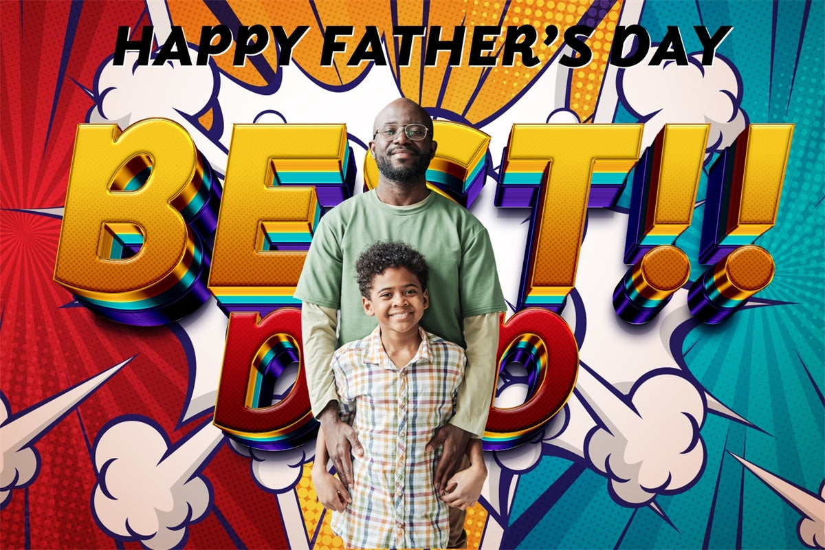 Father's Day Photo Backdrop Gold Letters Comic Custom Backdrop BRP4-84