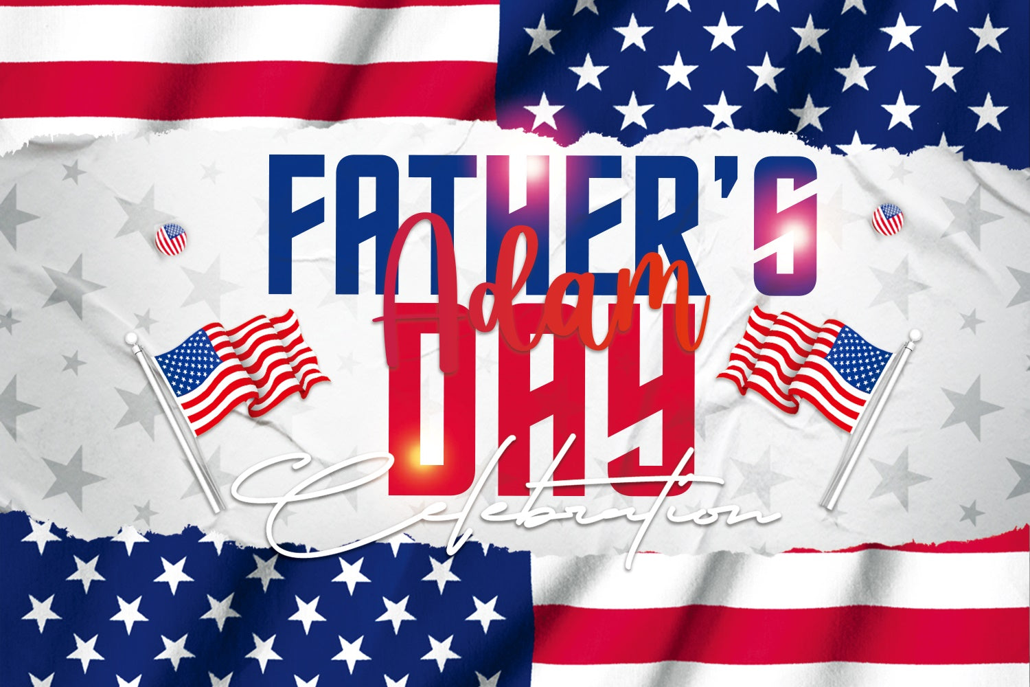 Fathers Day Backdrop Classic Flag Tribute Customized Backdrop BRP4-85