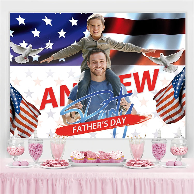 Fathers Day Photo Backdrop Patriotic Flag Dove Custom Backdrop BRP4-86