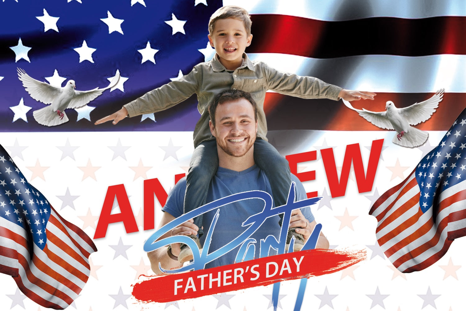 Fathers Day Photo Backdrop Patriotic Flag Dove Custom Backdrop BRP4-86