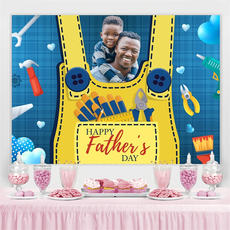 Happy Father's Day Backdrop Tools Blue Plaid Custom Backdrop BRP4-89