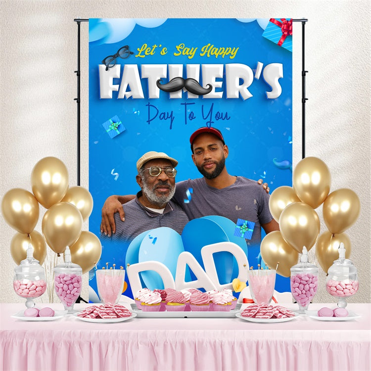 Father's Day Backdrop Gift Blue Celebration Customized Backdrop BRP4-95