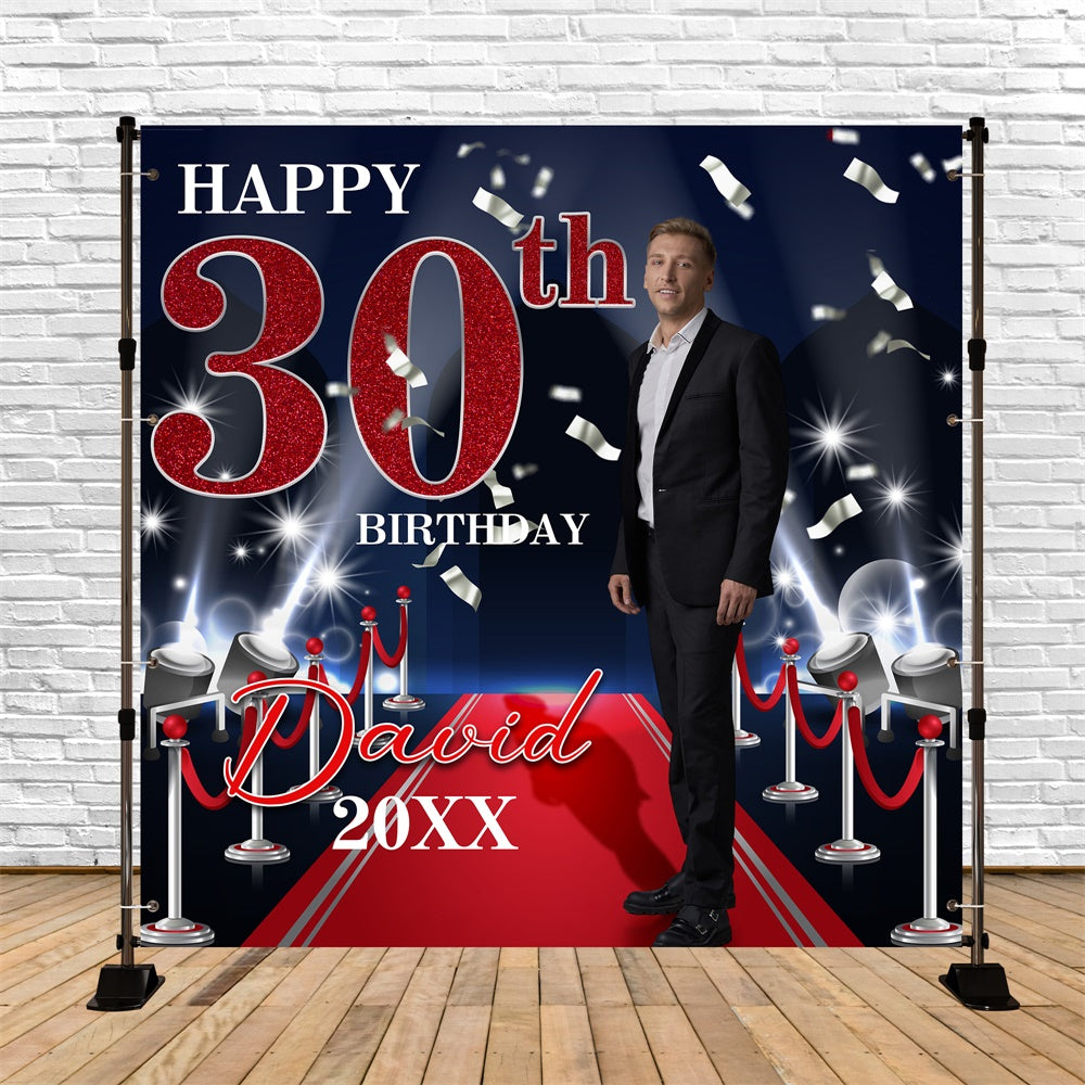 Customized Birthday Backdrop Red Carpet Spotlight 30th Backdrop BRP5-111