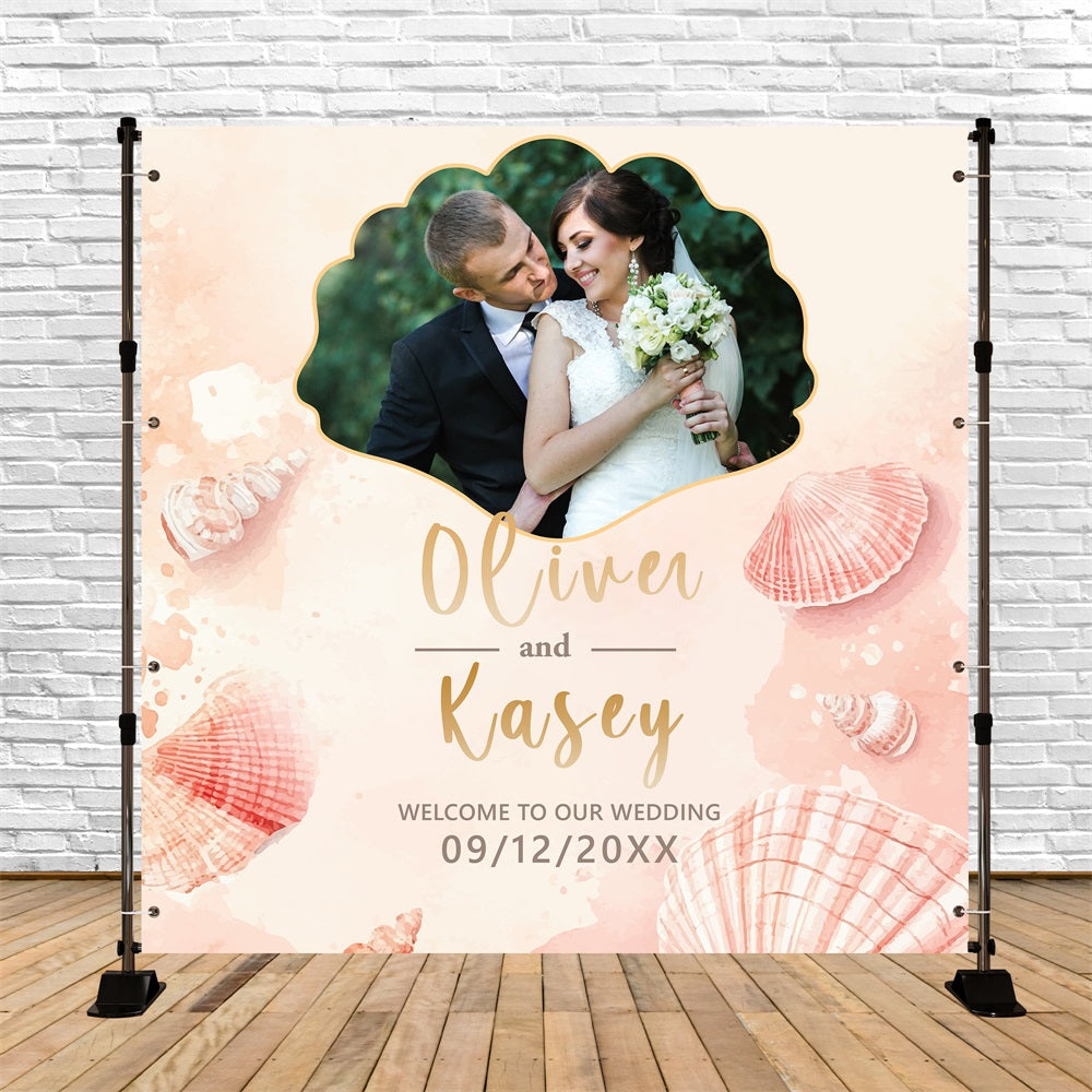Backdrop For Wedding Beachside Romance Shell Custom Backdrop BRP5-171
