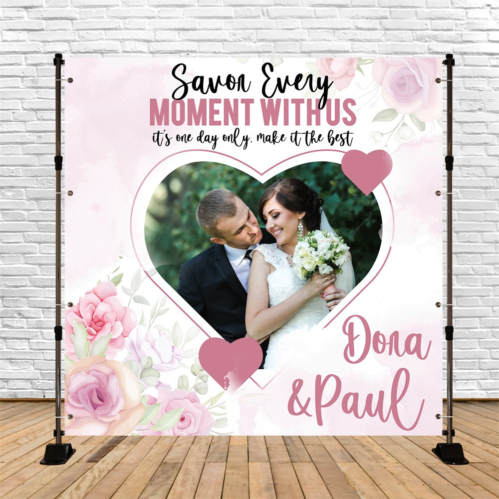 Wedding Backdrop Design Rose Garden Heart Personalised Backdrop BRP5-174