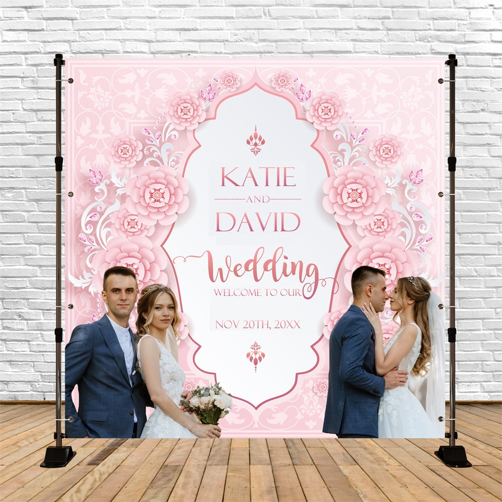 Elegant Wedding Backdrop Romantic Floral Pattern Personalized Backdrop BRP5-176