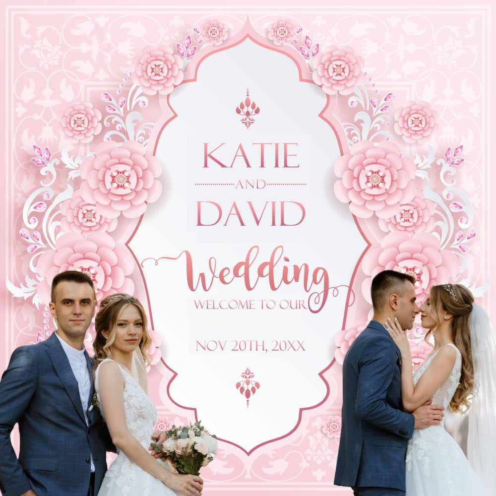 Elegant Wedding Backdrop Romantic Floral Pattern Personalized Backdrop BRP5-176
