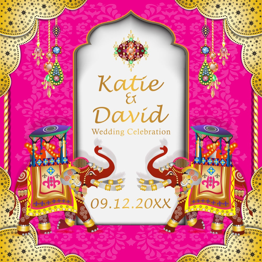 Indian Wedding Backdrop Royal Elephant Personalized Backdrop BRP5-181