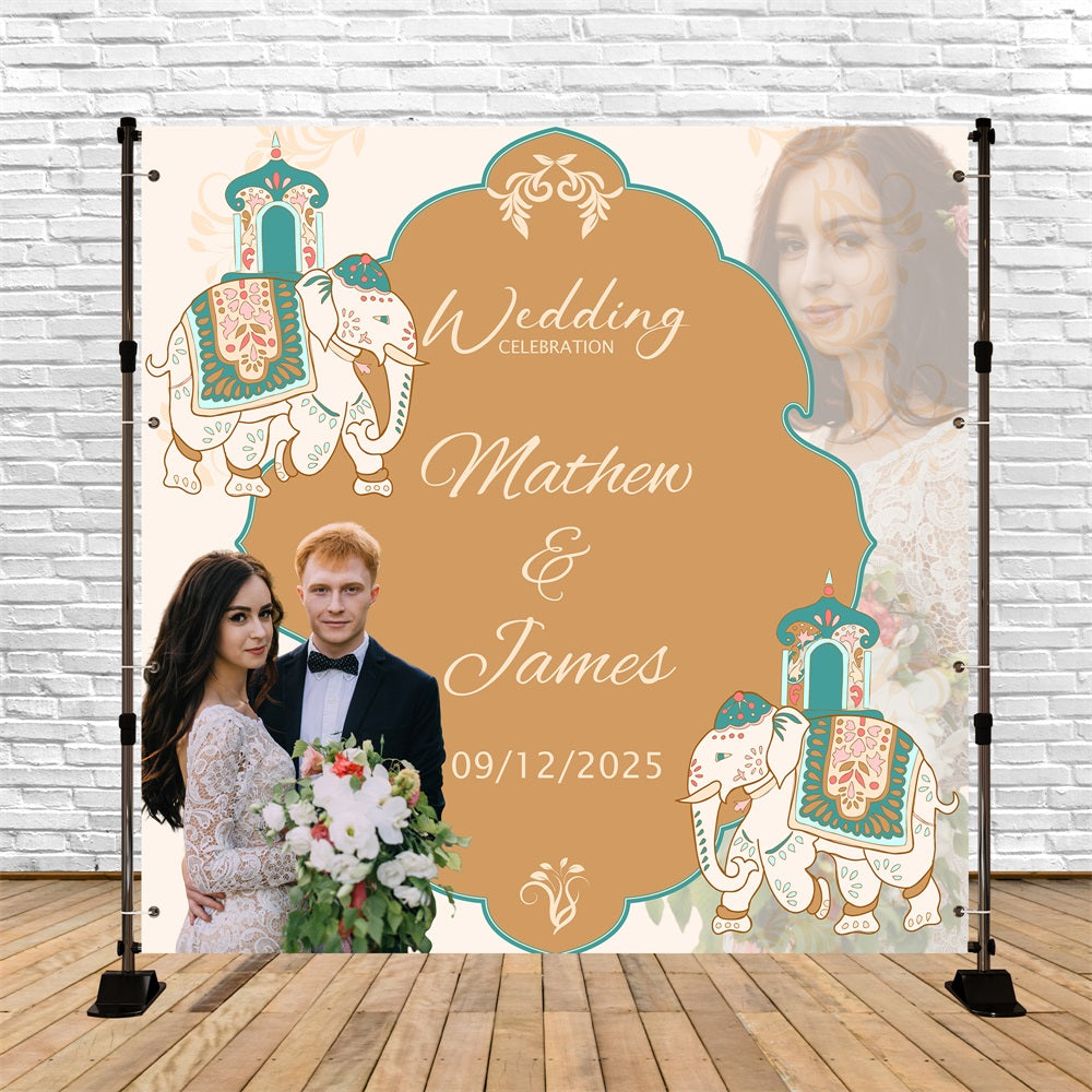 Wedding Backdrop Ideas Beige Elephant Love Customized Backdrop BRP5-182