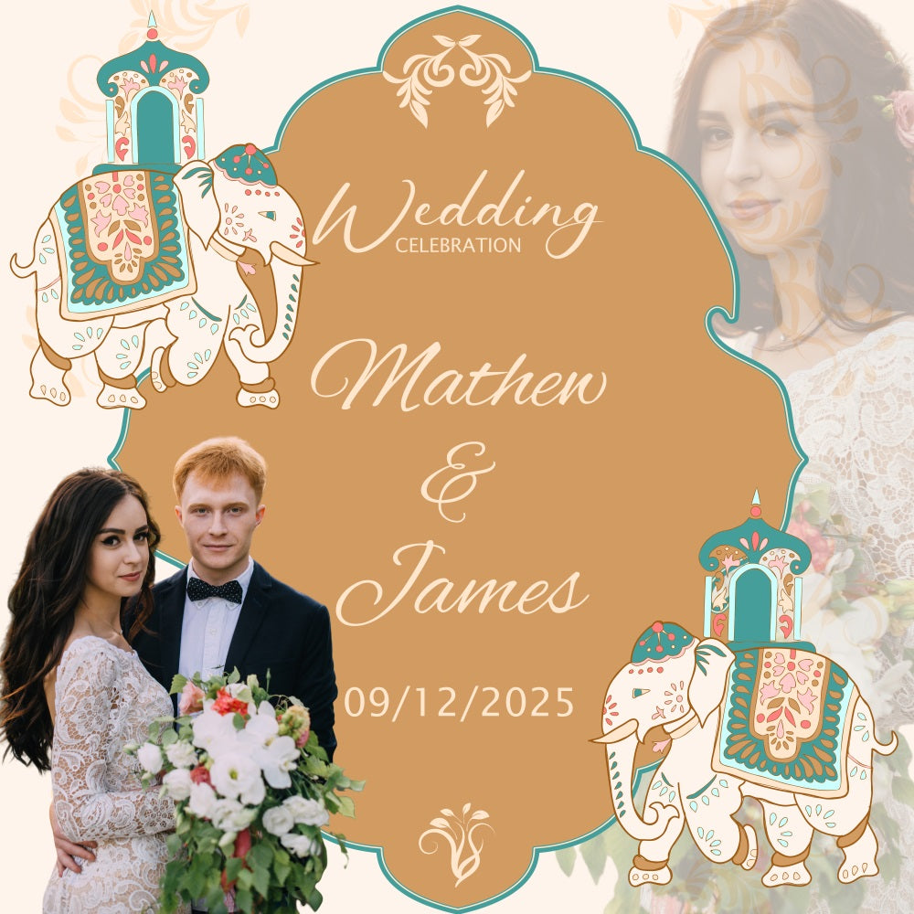 Wedding Backdrop Ideas Beige Elephant Love Customized Backdrop BRP5-182