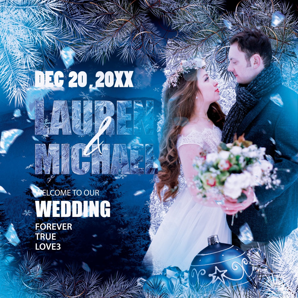 Wedding Backdrop Design Frost Kissed Love Customized Backdrop BRP5-199
