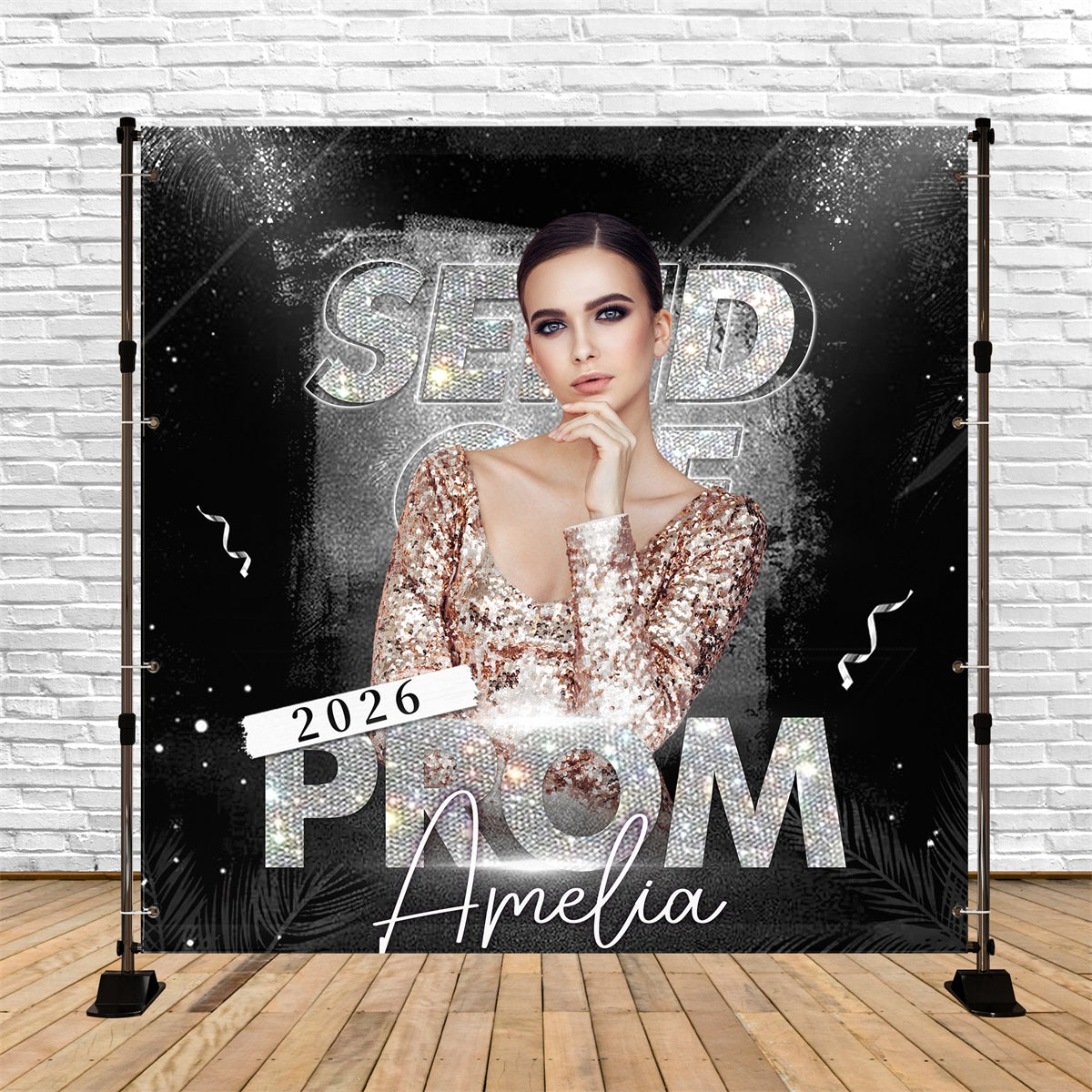 Prom Backdrop Sparkle Queen Farewell Personalized Party Graduation Backdrop BRP5-208