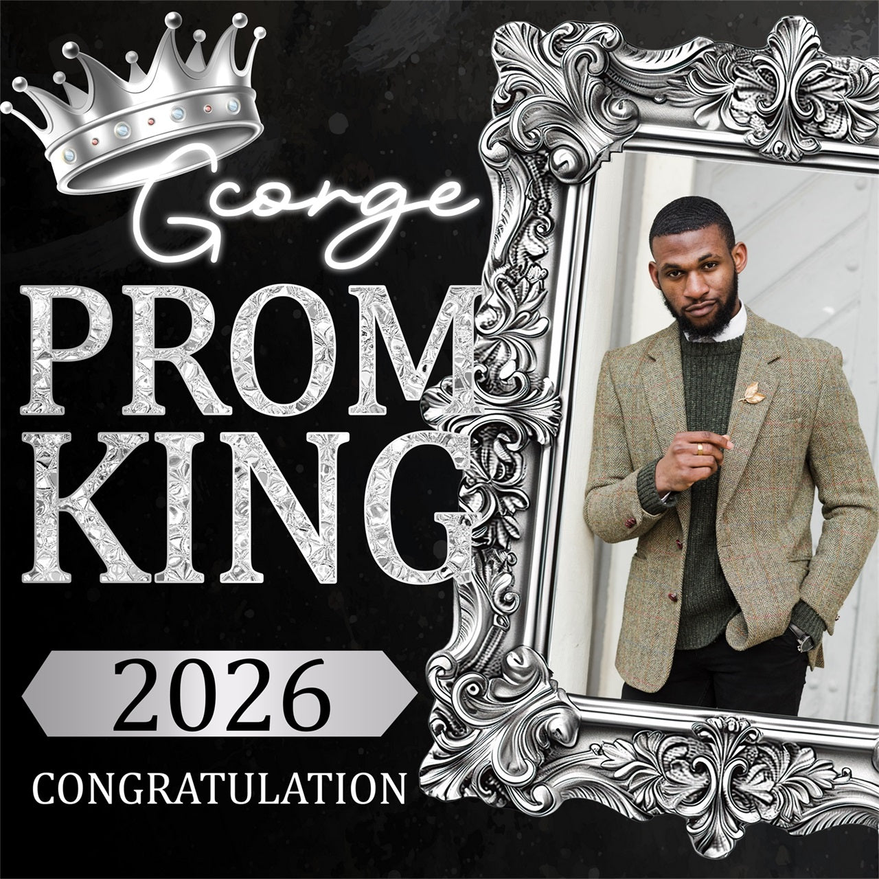 Prom 2026 Backdrop Frame Crown Custom Party Graduation Backdrop BRP5-212