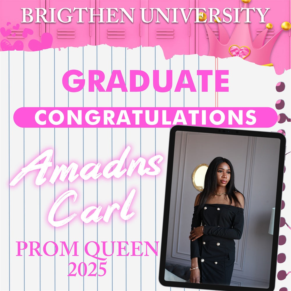 Graduation Photo Backdrop Pink Locker Personalized Party Graduation Backdrop BRP5-213