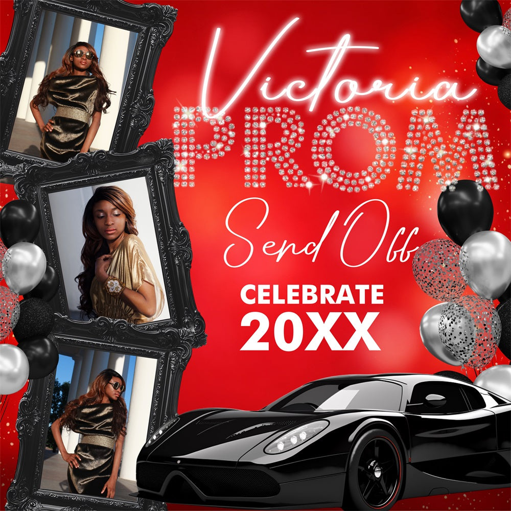 Prom Backdrops Luxury Ride Frame Personalised Party Graduation Backdrop BRP5-223