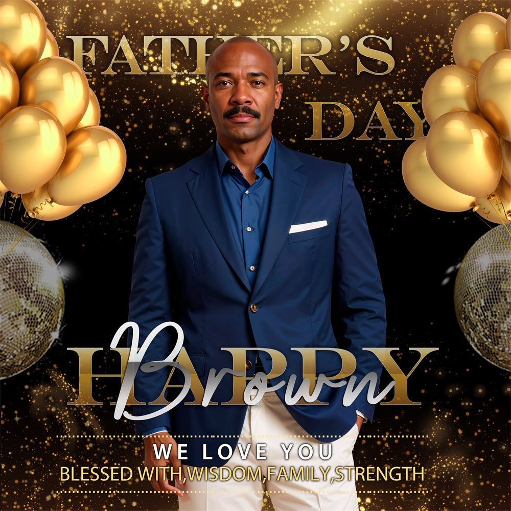 Father's Day Backdrop Luxury Golden Balloon Custom Backdrop BRP5-47