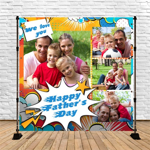 Father's Day Photo Backdrop Comic Style Personalized Backdrop BRP5-52