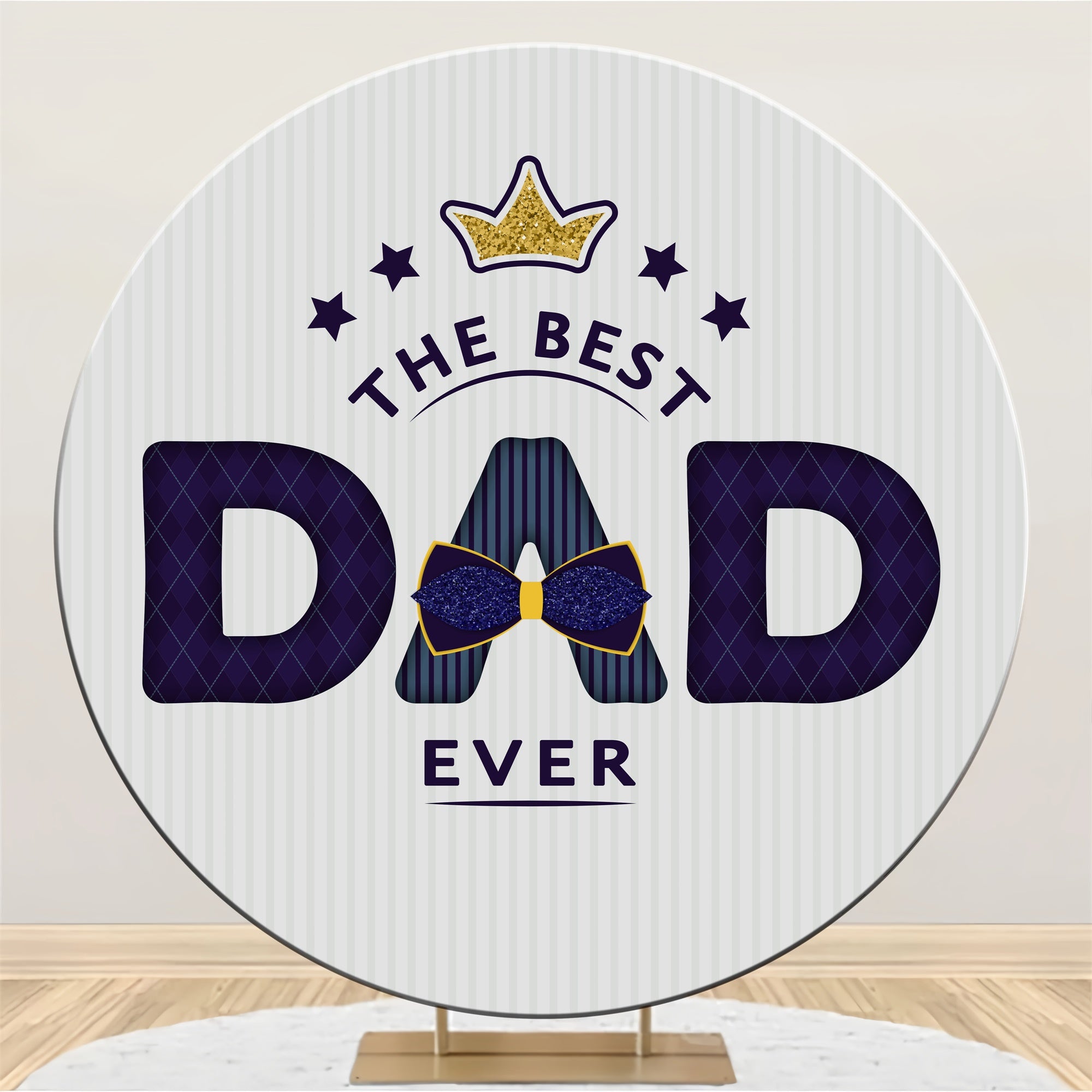Happy Fathers Day Backdrop Crown Bowtie Round Backdrop BRP5-73