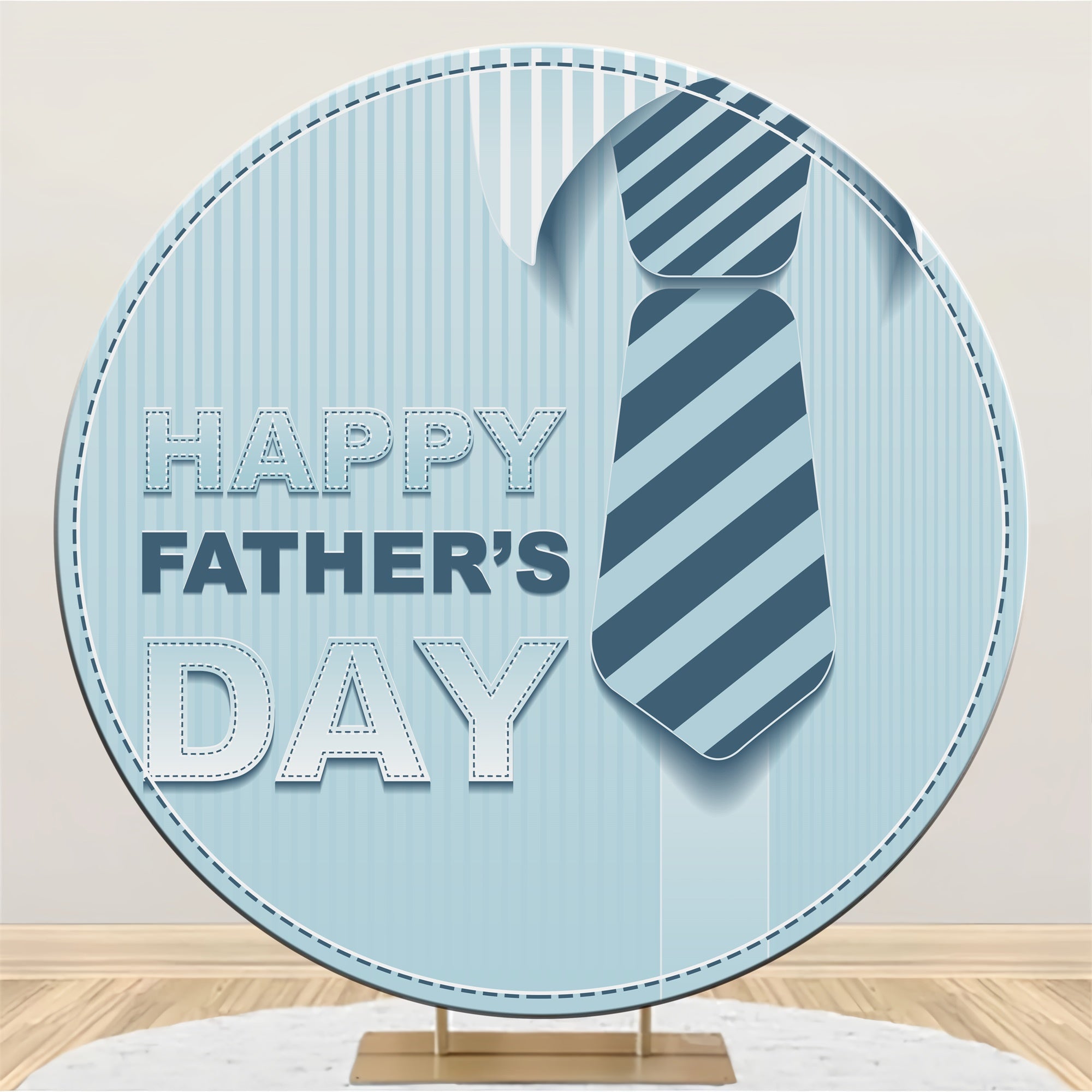 Backdrop Fathers Day Striped Tie Blue Round Backdrop BRP5-76