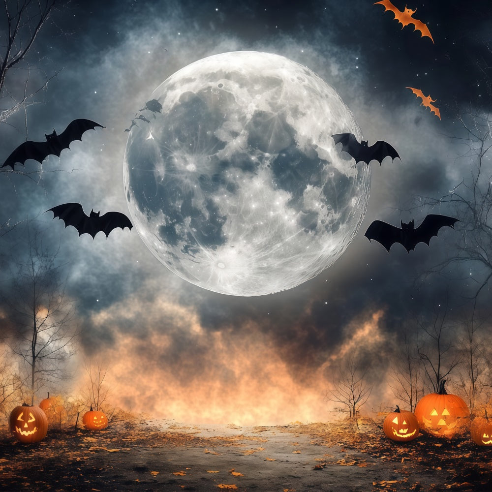 Halloween Moon Backdrop Creepy Moonlit Clearing Backdrop BRP57-100