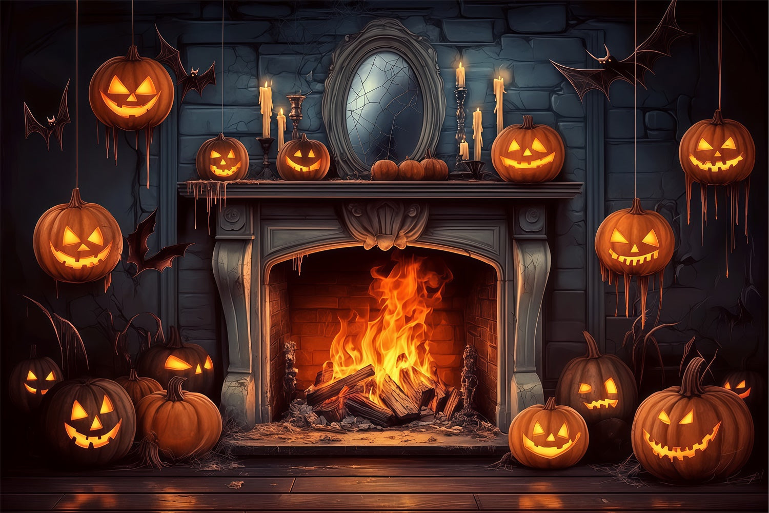 Halloween Wall Backdrop Hanging Horror Pumpkins Backdrop BRP57-112