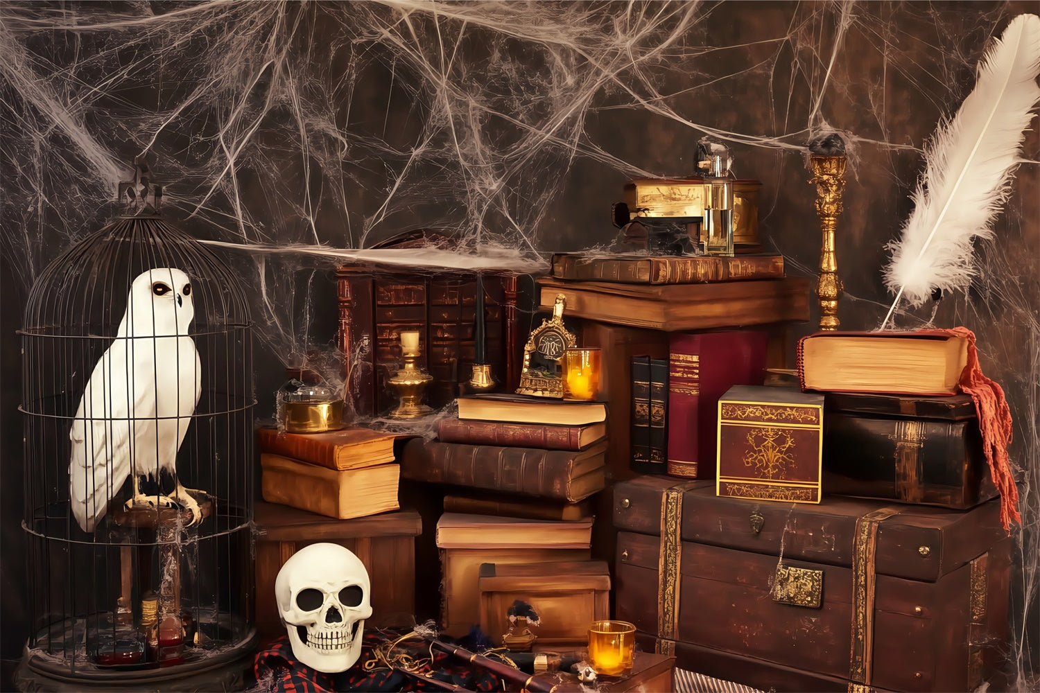 Halloween Photography Backdrop Spells Skulls Study Backdrop BRP57-114