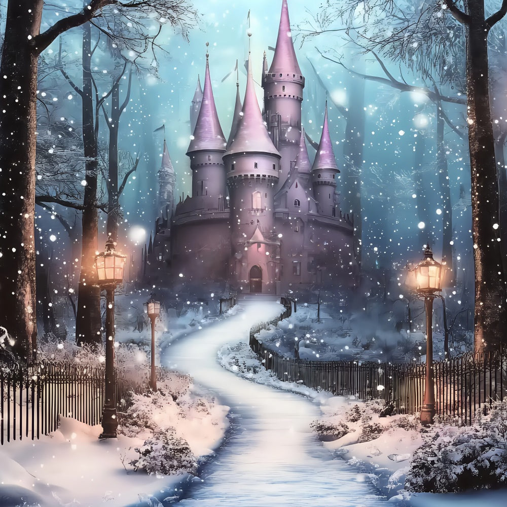Christmas Photo Backdrop Frosted Lantern Castle Backdrop BRP57-115