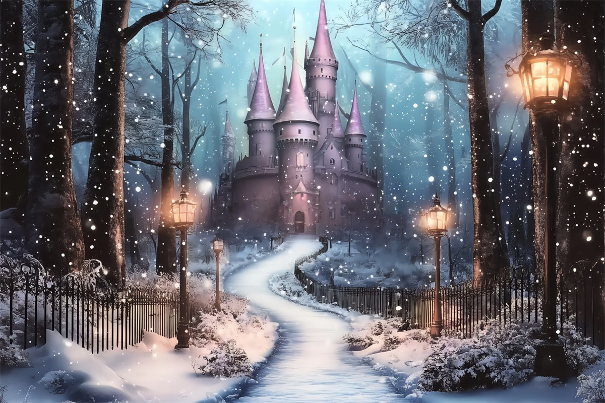 Christmas Photo Backdrop Frosted Lantern Castle Backdrop BRP57-115