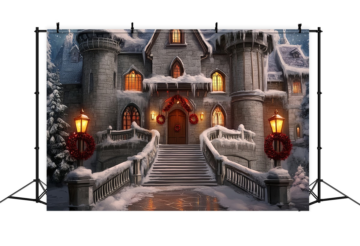 Christmas Photography Backdrops Red Wreath Fortress Backdrop BRP57-116