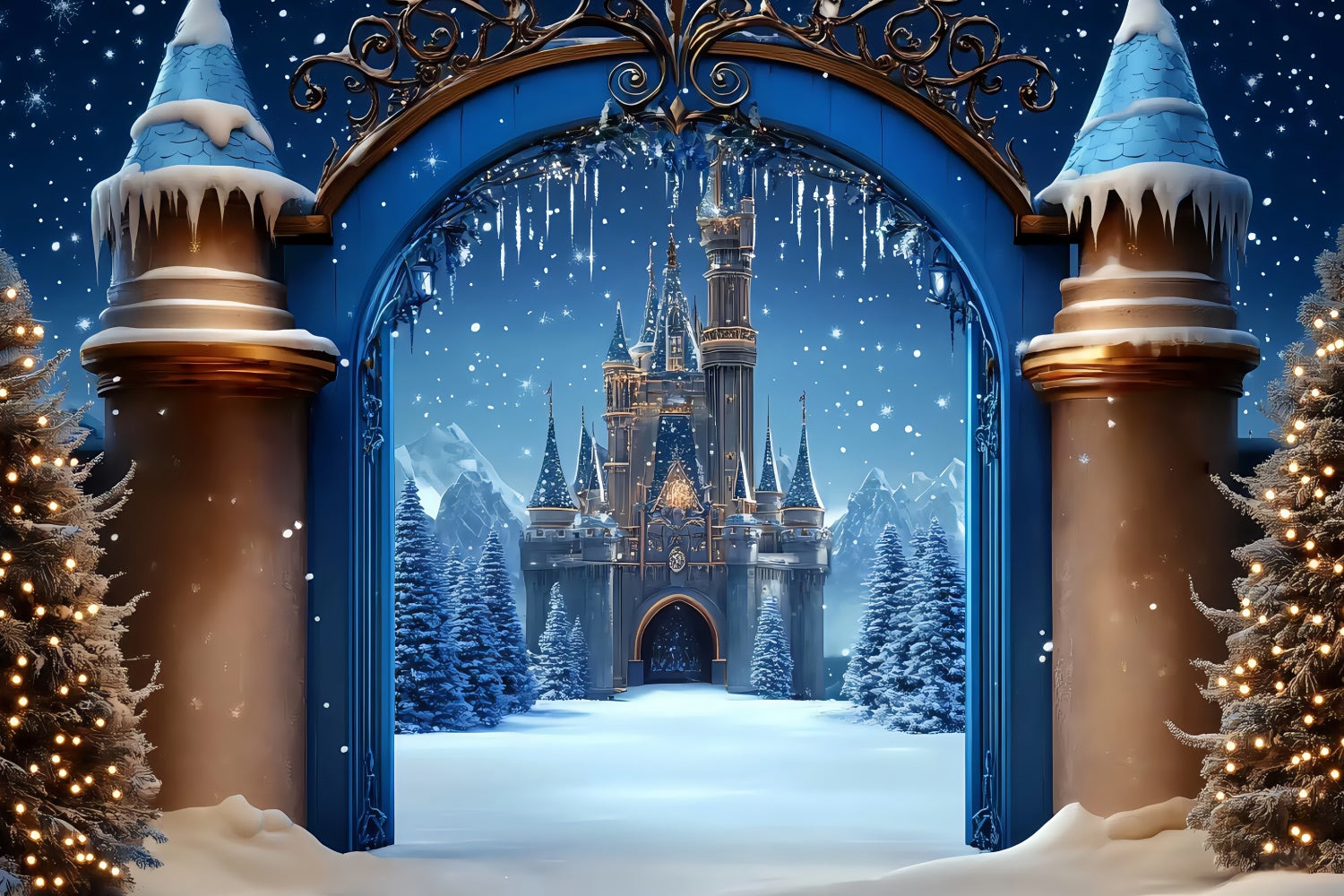 Christmas Backdrops For Photos Royal Dream Castle Backdrop BRP57-117