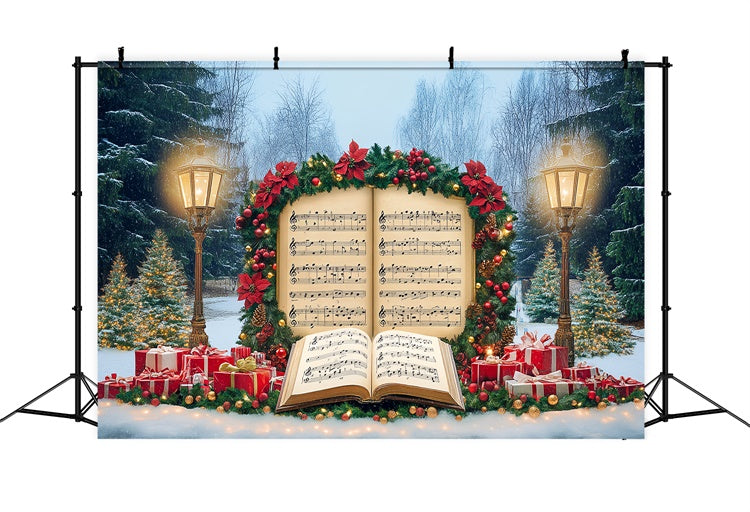 Christmas Photo Backdrops Festive Music Notes Backdrop BRP57-121