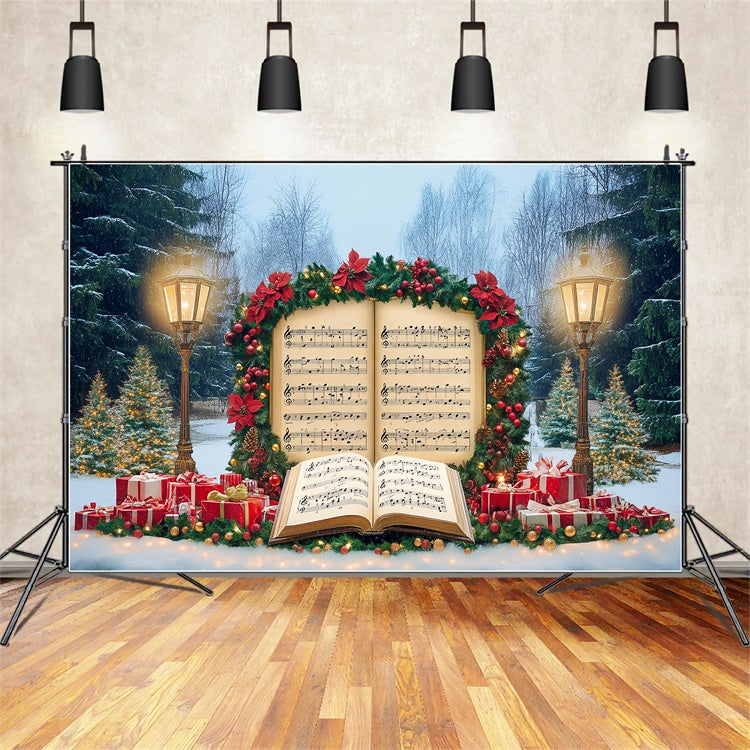 Christmas Photo Backdrops Festive Music Notes Backdrop BRP57-121