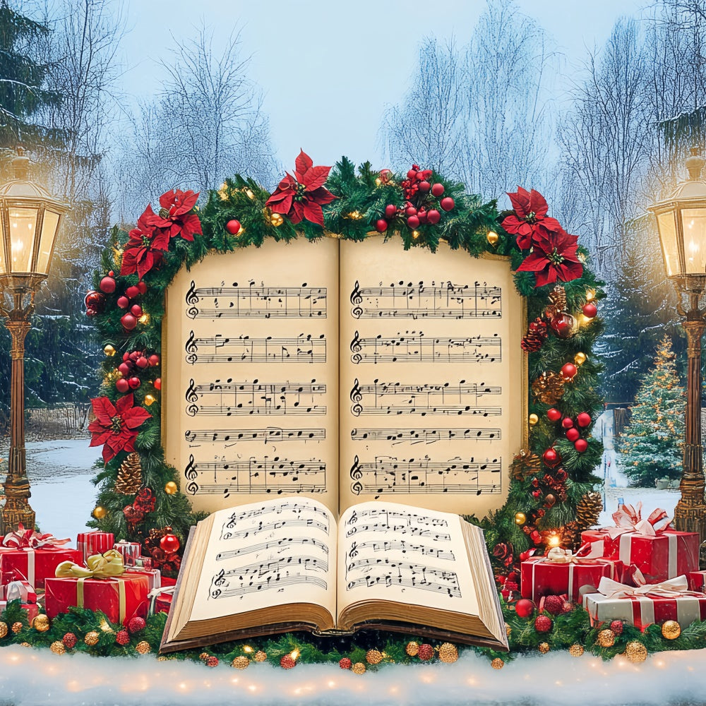 Christmas Photo Backdrops Festive Music Notes Backdrop BRP57-121