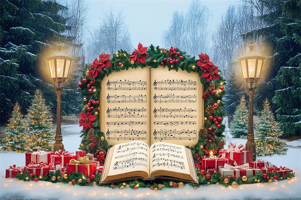 Christmas Photo Backdrops Festive Music Notes Backdrop BRP57-121