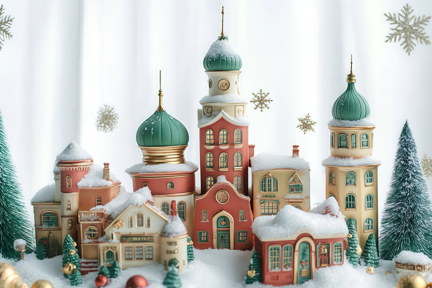 Christmas Backdrop Ideas Snowflake Christmas Town Backdrop BRP57-127