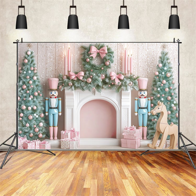 Christmas Fireplace Backdrop Sweet Garland Delight Backdrop BRP57-132