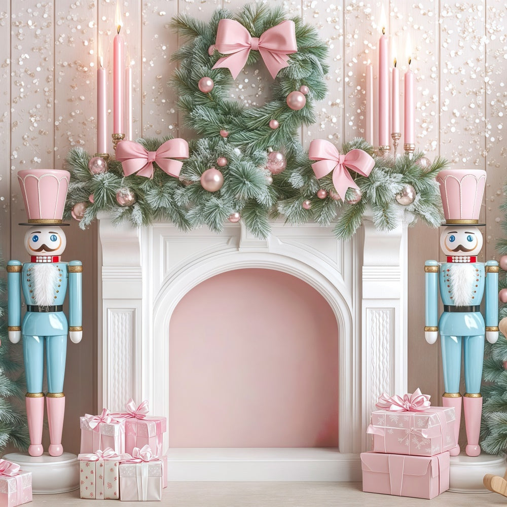 Christmas Fireplace Backdrop Sweet Garland Delight Backdrop BRP57-132