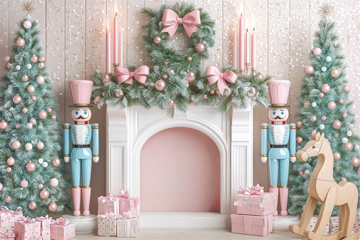 Christmas Fireplace Backdrop Sweet Garland Delight Backdrop BRP57-132