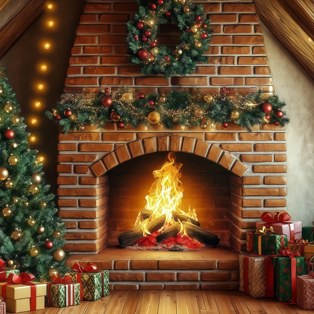 Christmas Photography Backdrops Golden Glow Gift Backdrop BRP57-135