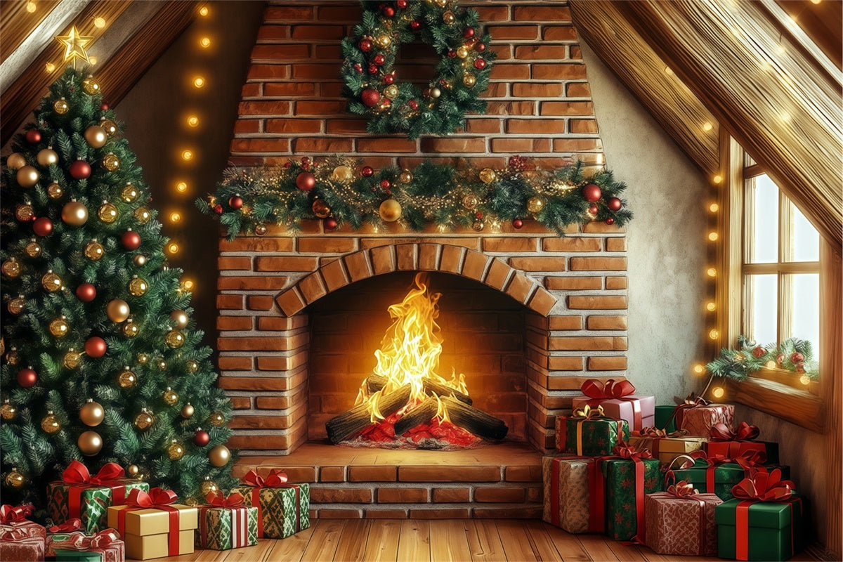 Christmas Photography Backdrops Golden Glow Gift Backdrop BRP57-135