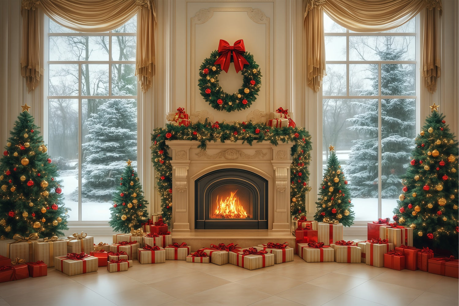 Christmas Backdrop Elegant Winter Ballroom Backdrop BRP57-139