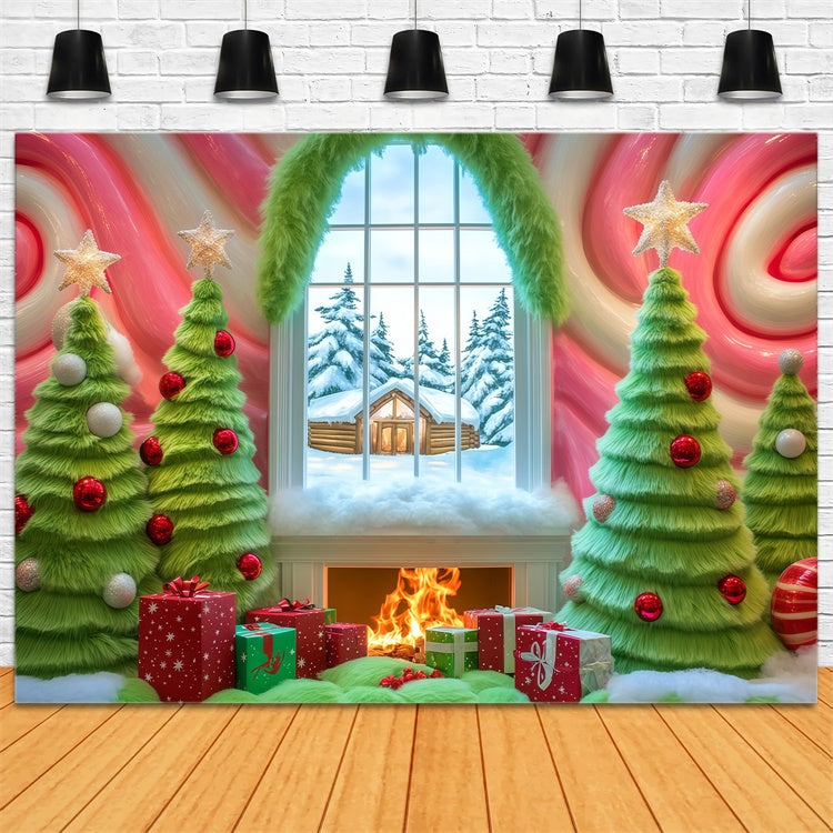 Christmas Photography Backdrops Cozy Candy Cabin Backdrop BRP57-150