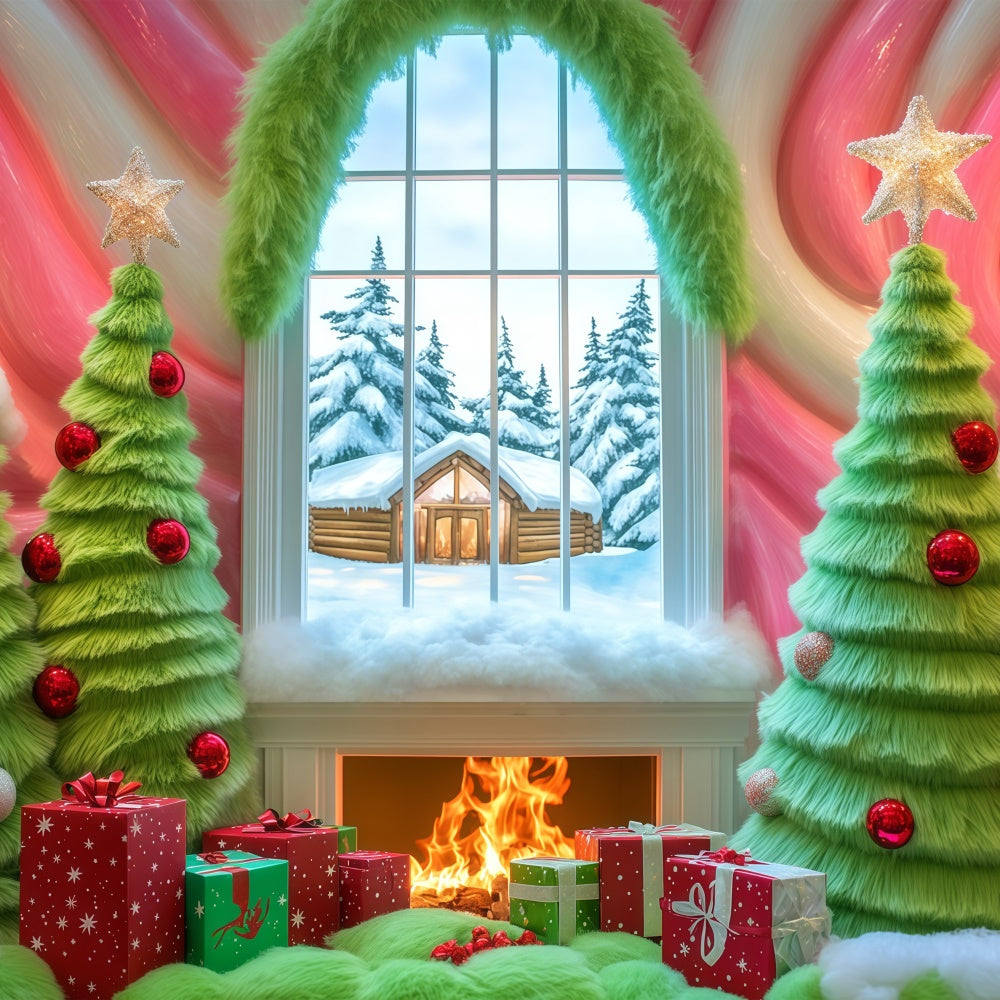 Christmas Photography Backdrops Cozy Candy Cabin Backdrop BRP57-150
