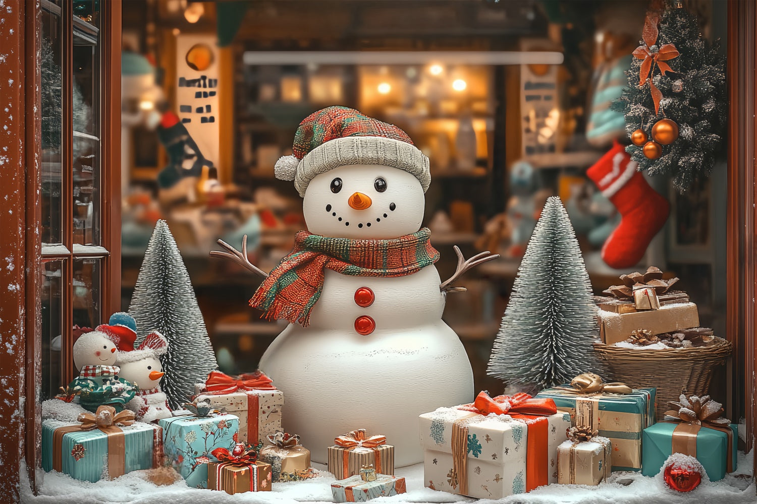 Christmas Photo Backdrop Cozy Snowman Welcome Backdrop BRP57-156