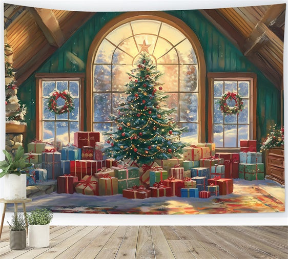Christmas Photo Backdrops Warm Lodge Morning Backdrop BRP57-159